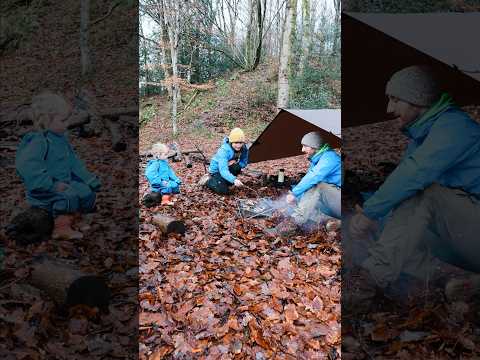 A rainy day family adventure in the woods 🔥🌳