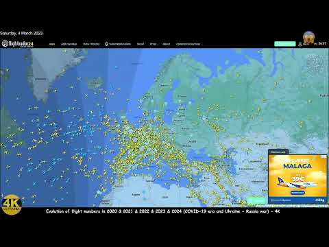 Evolution of flight numbers in 2020 & 2021 & 2022 & 2023 & 2024 (COVID-19 era and Ukraine-Russia war