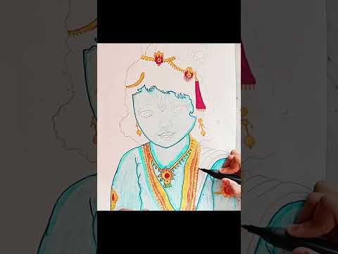 Janmashtami special Shri Krishna drawing 🙏।#shorts #yutubeshorts #passion of art#viralvideo ...