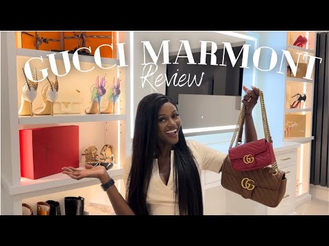 Gucci Marmont Bag double review, try on and what fits?! Super Mini vs Small shoulder bag.