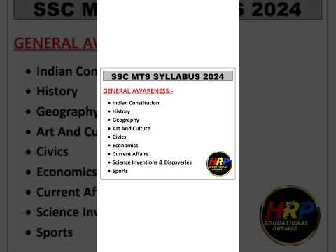 SSC MTS SYLLABUS 2024 #sscmtsgksyllabus