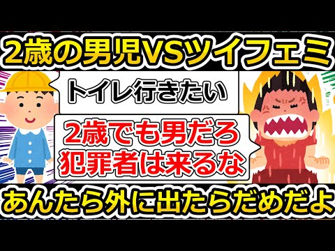 【ゆっくり解説】未就学児でも男は女子トイレにくるなというツイフェミ。2歳の男児と戦うツイフェミも2歳児として扱わないといけないと思いますｌ