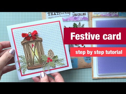 Festive card step by step tutorial with Vintage Christmas collection by @LouCollins #textures