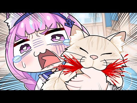 【手描き】自由すぎる飼い猫に翻弄される湊あくあ【こまいぬ/切り抜き/hololive】