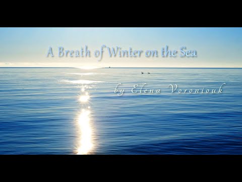 Peaceful meditative winter sea with drifting plates of ice, 4K, original video & music