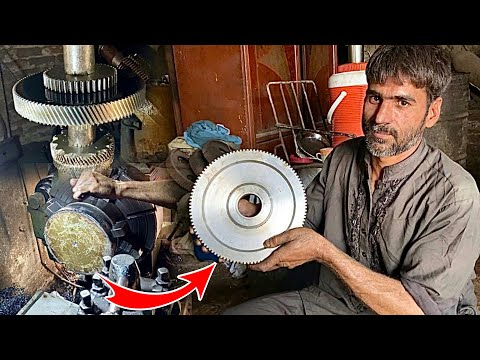 This true machinist creates helical gear out of strongly durable sheets