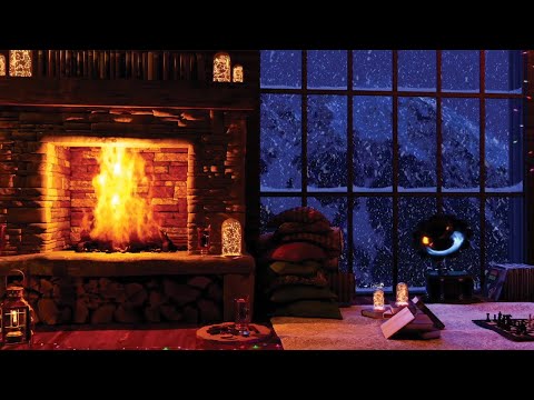 Relaxing Blizzard Ambience: Cozy Crackling Fireplace and Snowstorm Sounds for Sleep