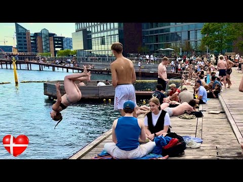 Kalvebod Brygge🇩🇰Harbour Beach, Copenhagen Denmark, Bikini Beach Walk | June 2024 | 4K HRD