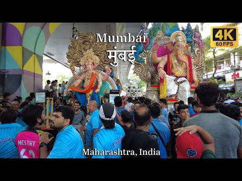 Walking Streets of Mumbai During Ganpati Aagman 2023 | Ganesh Festival | India Walking Tour 4K HDR