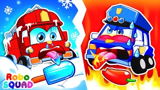 Hot and Cold Song 🥶️🥵️ Wheels On The Bus | Nursery Rhymes | RoboSquad Kids Songs