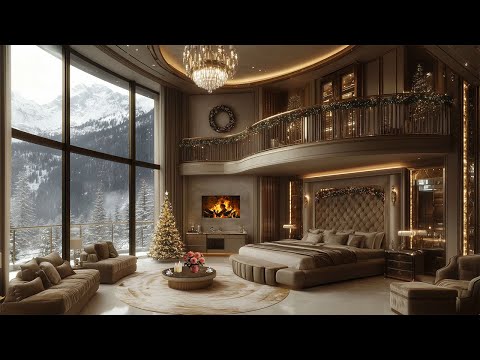 Festive Christmas in Warm Luxurious Bedroom with Smooth Piano Jazz 🎄 Calm Jazz Music in Cozy Winter