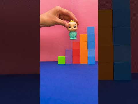 Baby JJ Climbs the Rainbow Block Tower🔴🟢🔵! #cocomelon #shorts