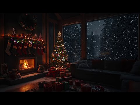 😴Relax in Cozy Christmas ❄ Fire and Snowstorm Sounds for Rest and Study