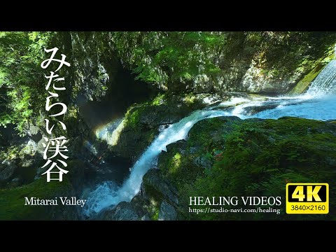 [Healing] Mysterious clear stream shining in emerald green and Kouki Yakumu Falls