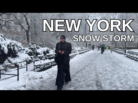 NEW YORK CITY Walking Tour [4K] - SNOW STORM