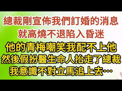 《挺著孕肚逼婚》第05集：總裁剛宣佈我們訂婚的消息，就高燒不退陷入昏迷，他的青梅嘲笑我配不上他，然後假扮醫生命人抬走了總裁，我意識不對立馬追上去…… #戀愛#婚姻#情感 #愛情#甜寵#故事#小說#霸總