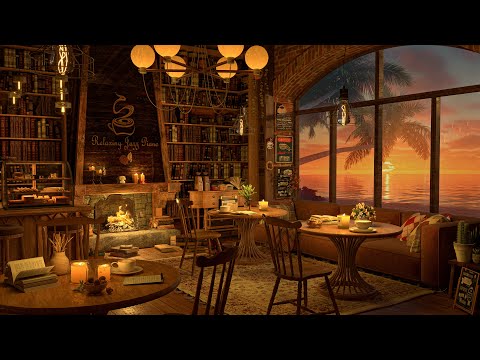 Seaside Cafe Ambience | Piano Jazz Music & Ocean Wave Sounds for Relaxing, Studying and Working