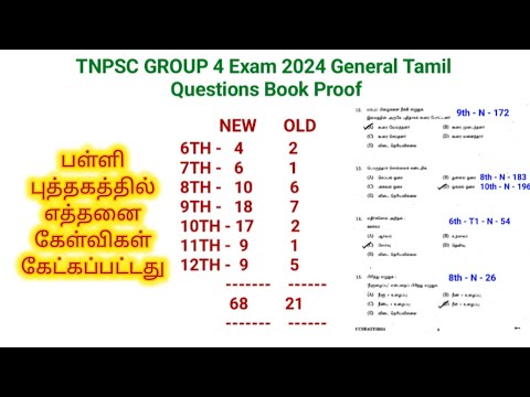 Tnpsc Group 4 Exam 2024 General Tamil Answer Key with School book Proof | Previous Year Questions