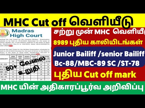 🛑MHC Madras High court 2024  office assistant night watchman watchman massage cut off mark details