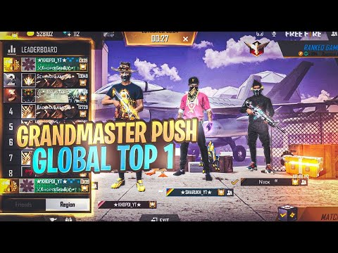 FREE FIRE GRANDMASTER SQUAD GAMEPLAY PUSH WITH REGION PLAYER - GARENA FREE FIRE