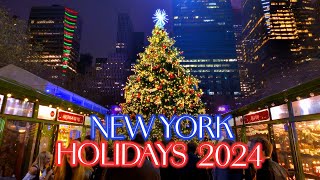 NEW YORK Night Walk 🎄 Christmas Spirit in Manhattan, Walking Tour 4k