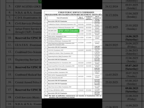 UPSC 2025 calendar| #ias #ips