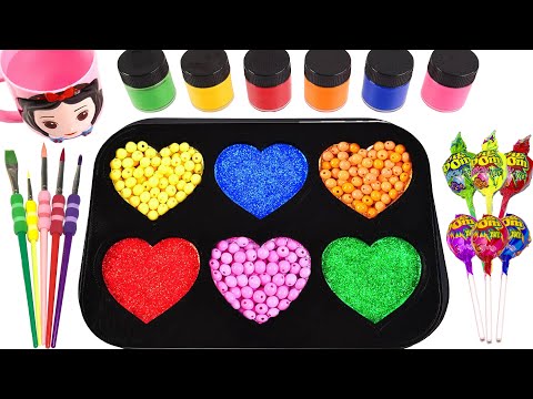 Satisfying Video l How to makeRainbow Fence Heart from Factory Ball into Paint Shark so Cutting ASMR