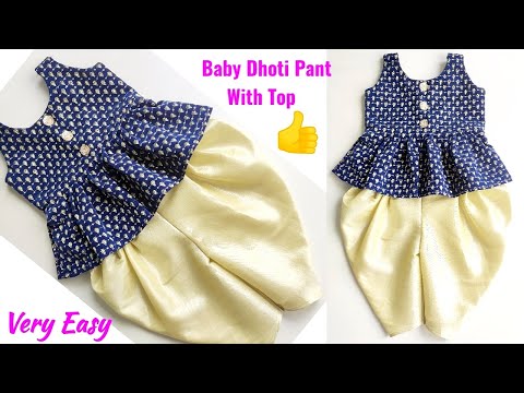 Very Easy Baby Dhoti pant With Peplum Top Cutting and stitching | Baby Dhoti Pant | Baby peplum Top