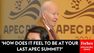 JUST IN: Biden Does Not Answer Reporter Questions After APEC Summit Family Photo In Lima, Peru