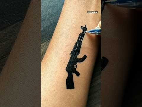 AK-47 easy 😱 tattoo ideas for boys ....#tattoo #art #viral #trending #drawing #temporarytattoo