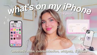 WHATS ON MY IPHONE 14 PLUS 🎀 aesthetic widgets, IOS 18, & cases