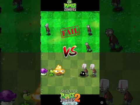 Pvz 2 Vs Pvz - Fume Shroom, Repeater, Torchwood Plant Team Vs Bucket zombie Team