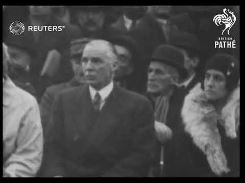 Aviation: Henri Farman present at inauguration of monument to his flying feat of 22 years ...(1930)