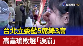 台北立委藍5席綠3席 高嘉瑜敗選「淚崩」