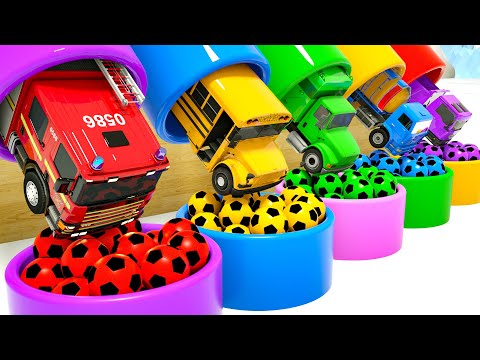 Wheels On the Bus Songs - Fire truck and colorful soccer ball - Baby Nursery Rhymes & Kids Songs