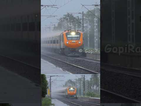 AmritBharat Express in Heavy Rain 😍 : #shorts #traingadi #indianrailways  #highspeedtrain #wap5