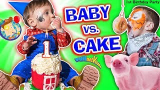 BABY vs CAKE! Shawn's 1st Birthday Party! Family Games & Activities w  FUNnel Vision + Presents