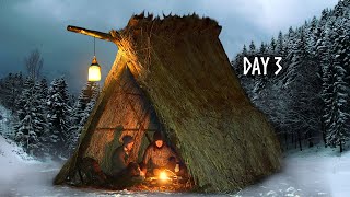 6 DAYS Winter Bushcraft: Building a Survival Shelter in Snow & Cold