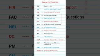 General Full Forms | #shorts #ytshorts #fullform #viralvideo #education #upsc #newupdate #gkshorts