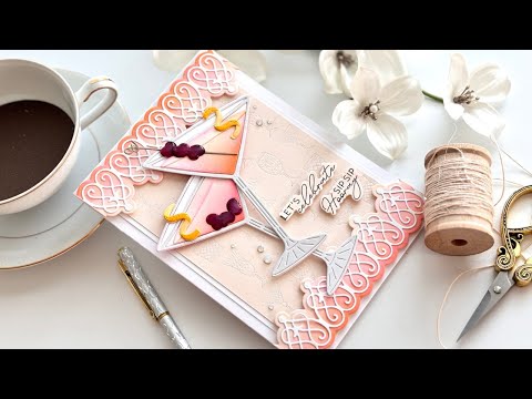 A Fancy Martini turned Cosmopolitan Card | Cardmaking with Spellbinders Happy Hour Collection