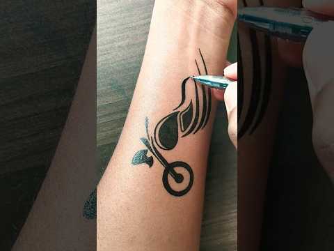 DIY | Stylish bike tattoo.........#tattoo #viral #trending #art #drawing #temporarytattoo #bike