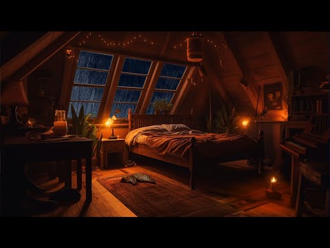 Heavy Thunderstorm and Rain Sounds in a Cozy Bedroom Ambience - For Sleep, Relax and Study