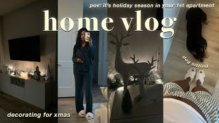 HOME VLOG 🦌 | decorating for xmas in my first apartment + diy candle making + decor shopping + more