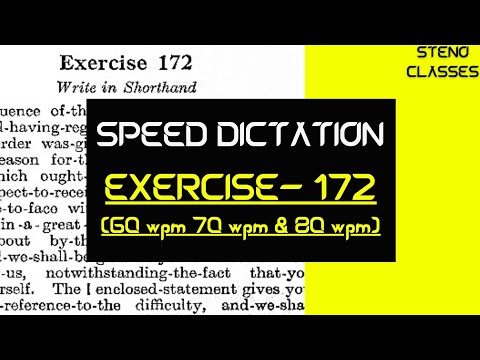 Speed Dictation of Exercise 172 | Pitman Shorthand (English) | 2022