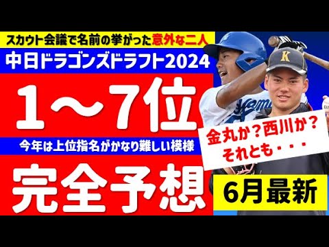 【1位は●●確定】中日1位～7位ドラフト指名完全予想6月最新版＆スカウト会議情報【中日ドラゴンズ】 高校生　大学生　社会人　独立リーグ　仮想ドラフト　候補