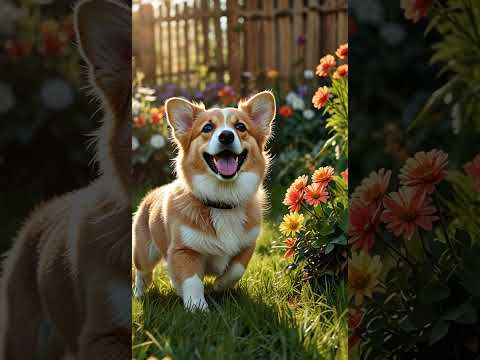 Happy Corgi Exploring a Blooming Garden – Pure Joy!  #cute #love #tinypets #tinytales