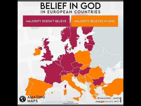 European Countries where the majority believes/disbelief in God! #map #god #europe #youtubeshorts