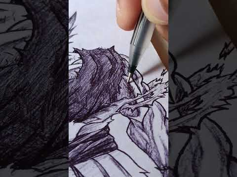 Goku drawing with black pen #sketch #art #anime  #ytshots #shortsfeed #shorts #Goku #drawing