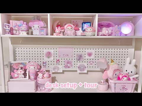 aesthetic desk setup + tour 🌸 2024 | ASMR | sanriolve