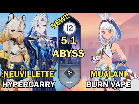 Neuvillette x Xilonen & Mualani | NEW Spiral Abyss Floor 12 (9 Stars) | Genshin Impact 5.1【原神】